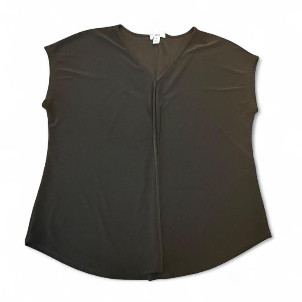 Bar III V-Neck Blouse Solid Black M Minimalist